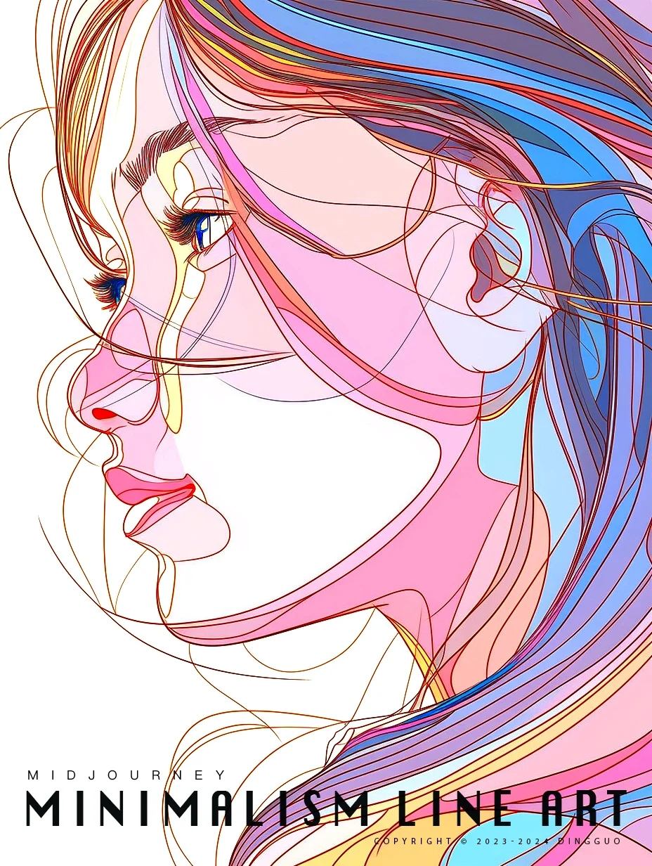 太太太美啦！线性艺术简约女生插画|含关键词