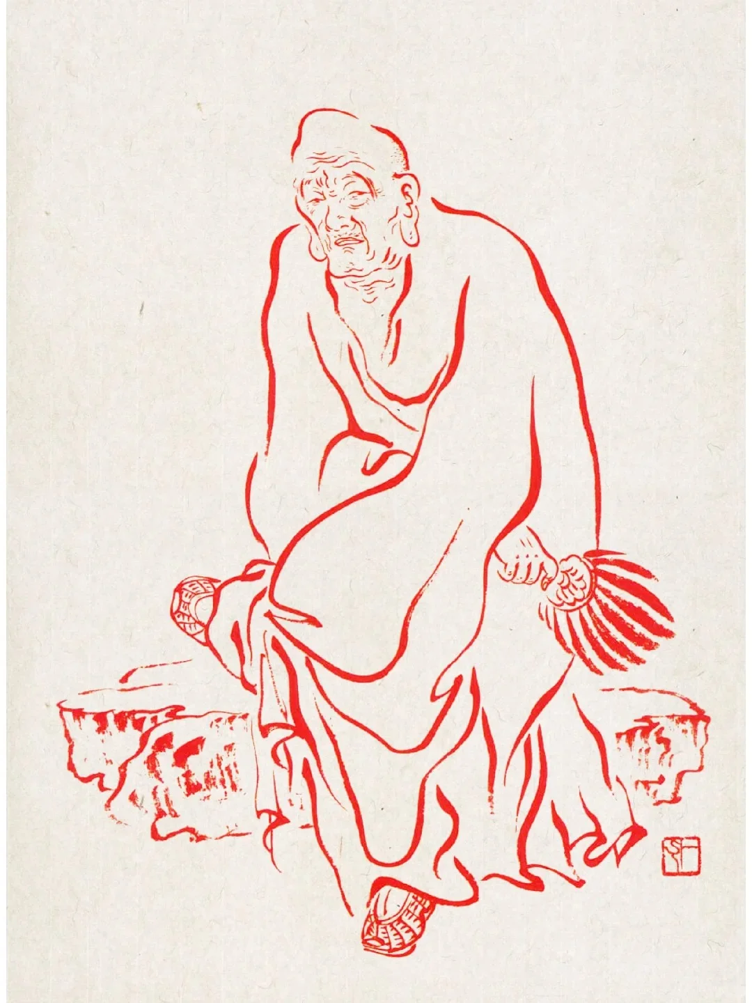 弘一法师108罗汉白描线稿（1-18)