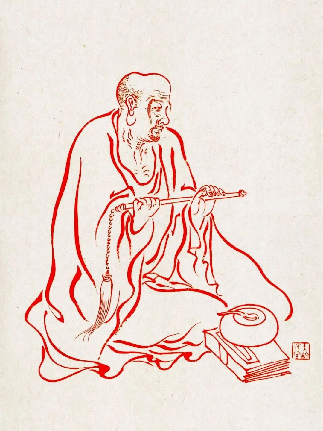 弘一法师108罗汉白描线稿（1-18)