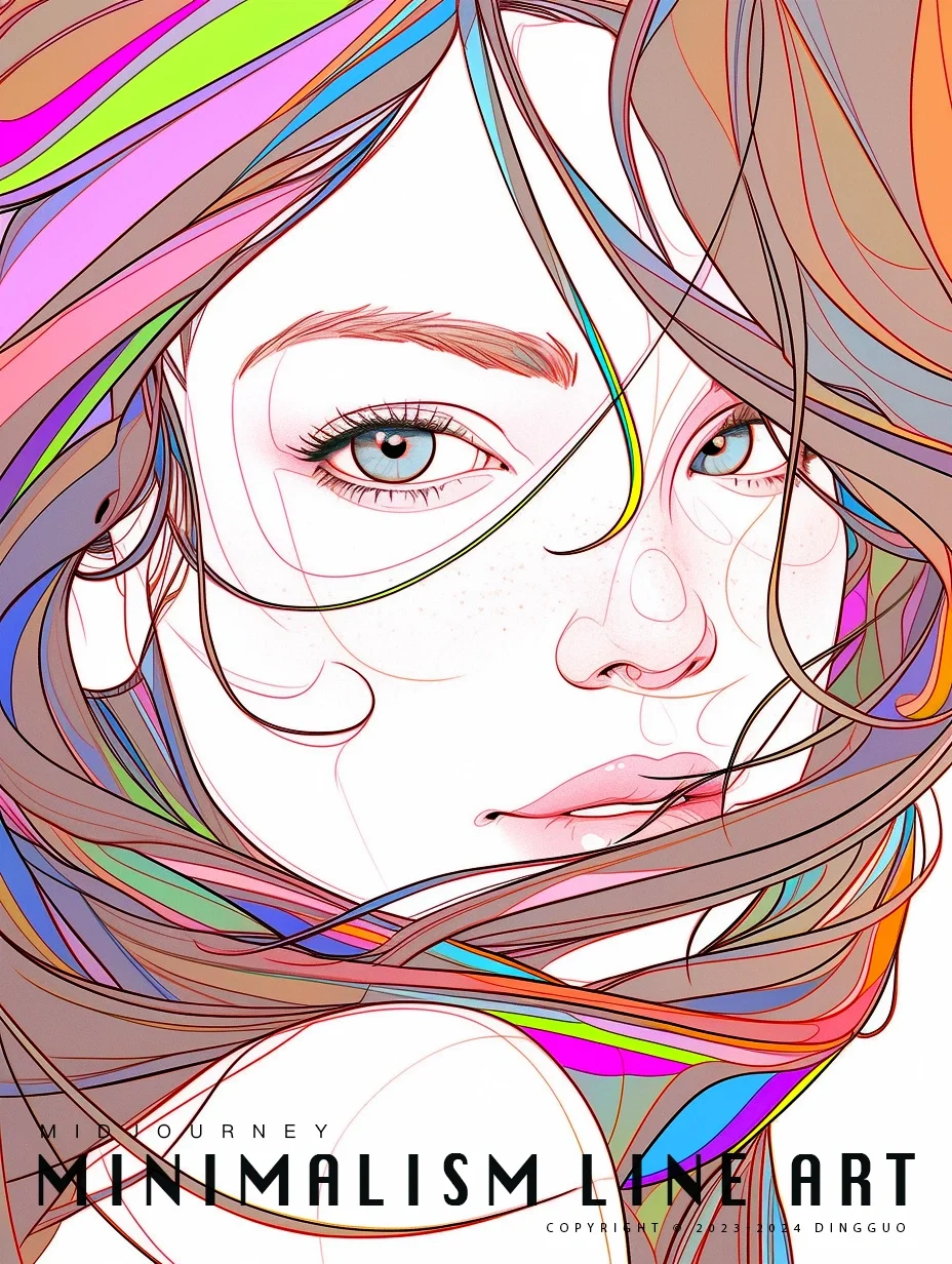 太太太美啦！线性艺术简约女生插画|含关键词