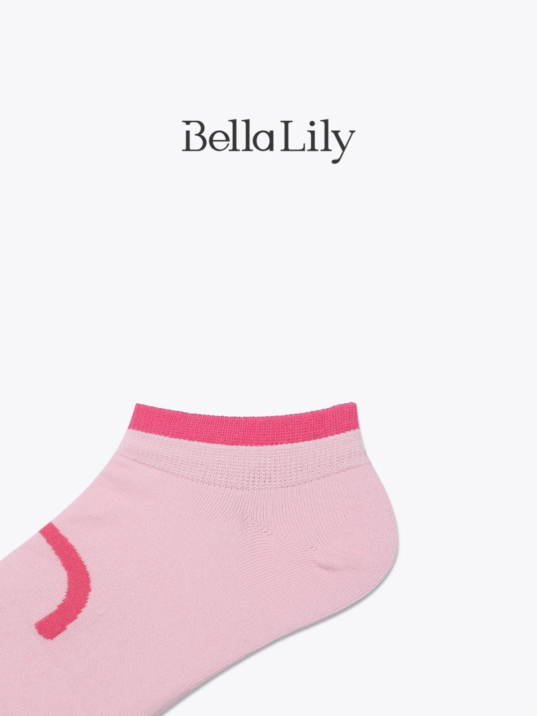 BellaLily 少女粉微笑短袜休闲袜子女