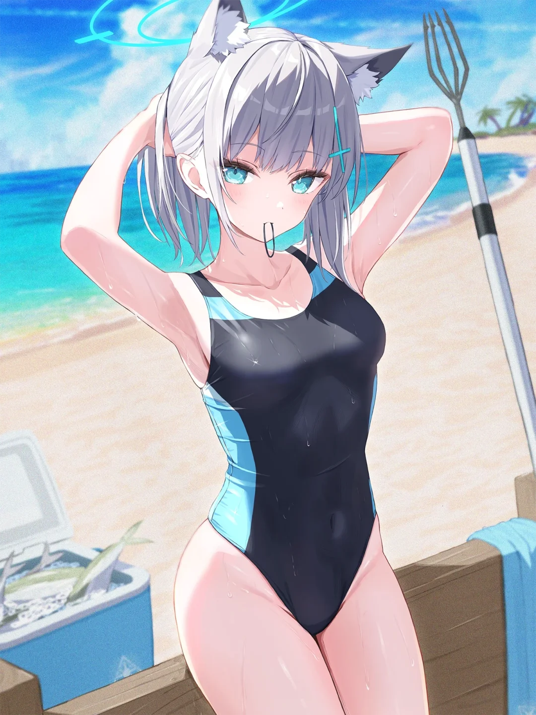 蔚蓝档案沙滩泳装旁白