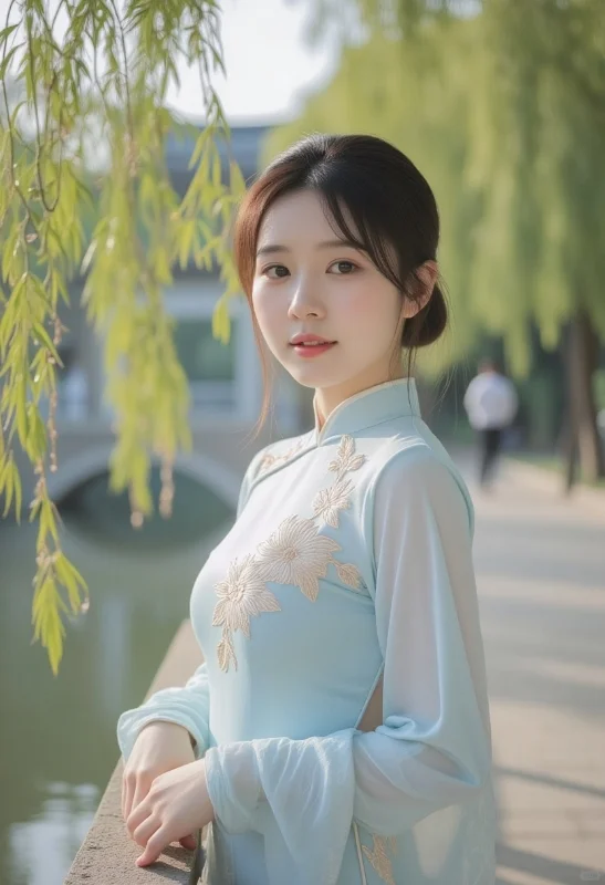 AI 美女 一袭旗袍，气质如兰