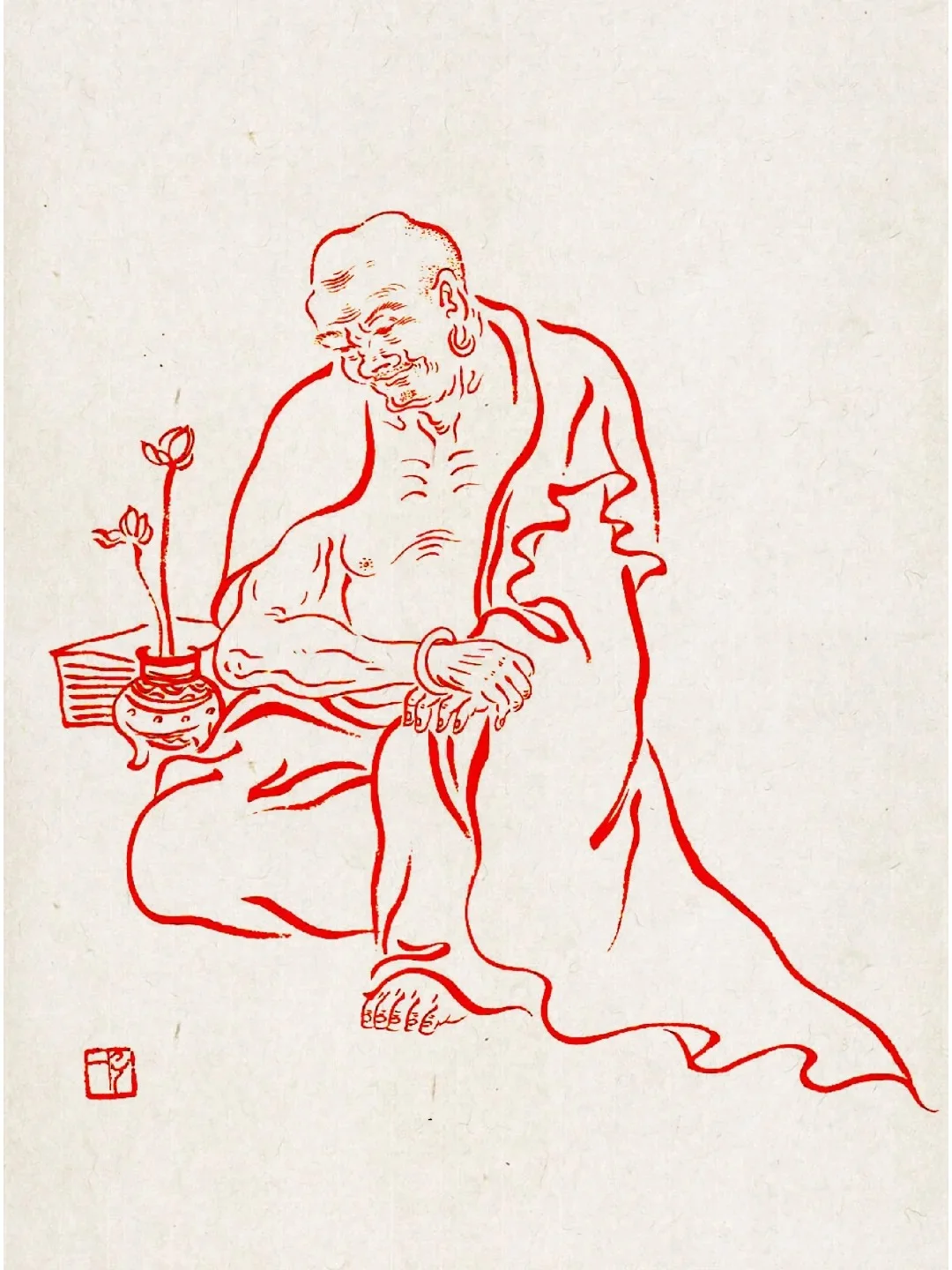 弘一法师108罗汉白描线稿（1-18)