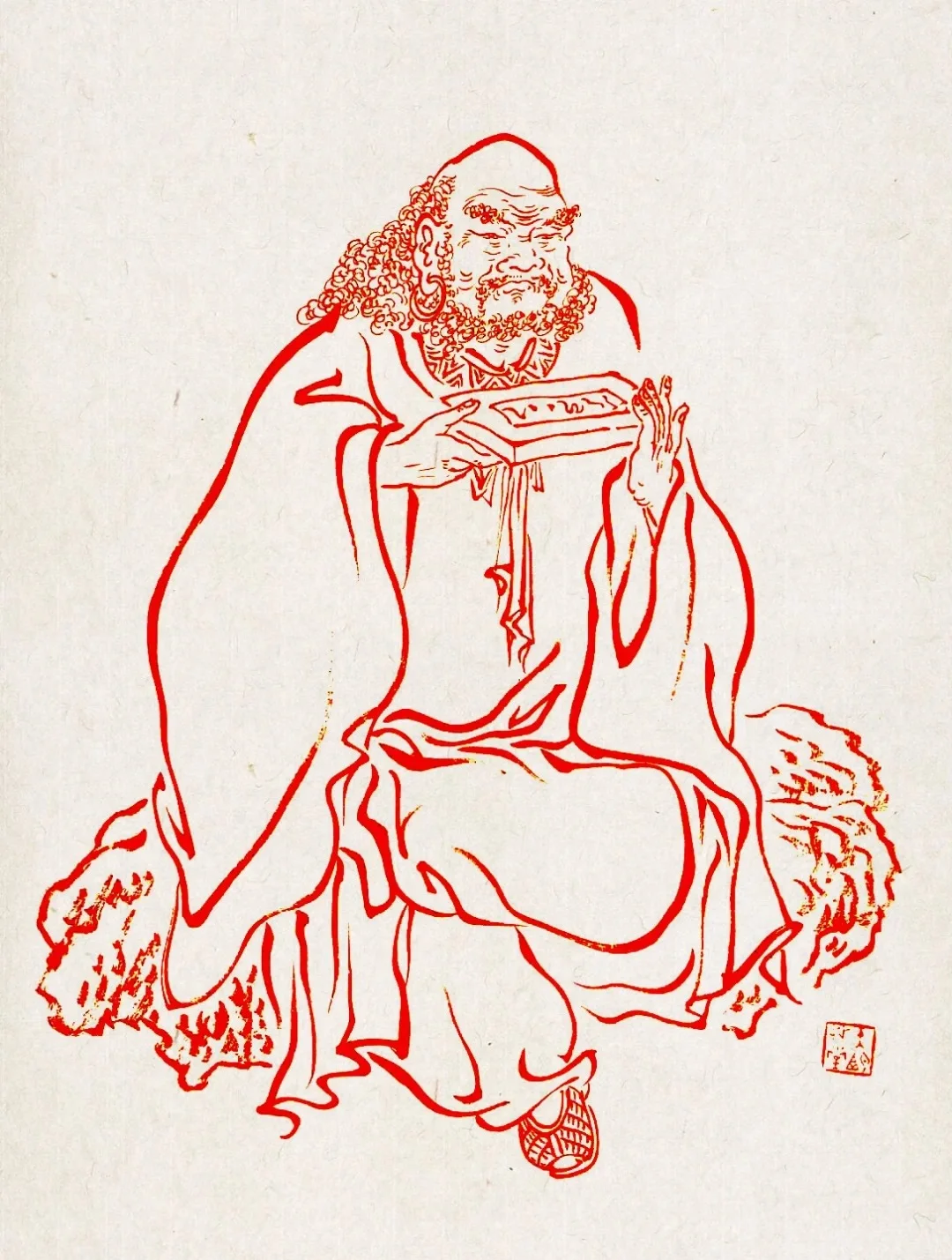 弘一法师108罗汉白描线稿（1-18)