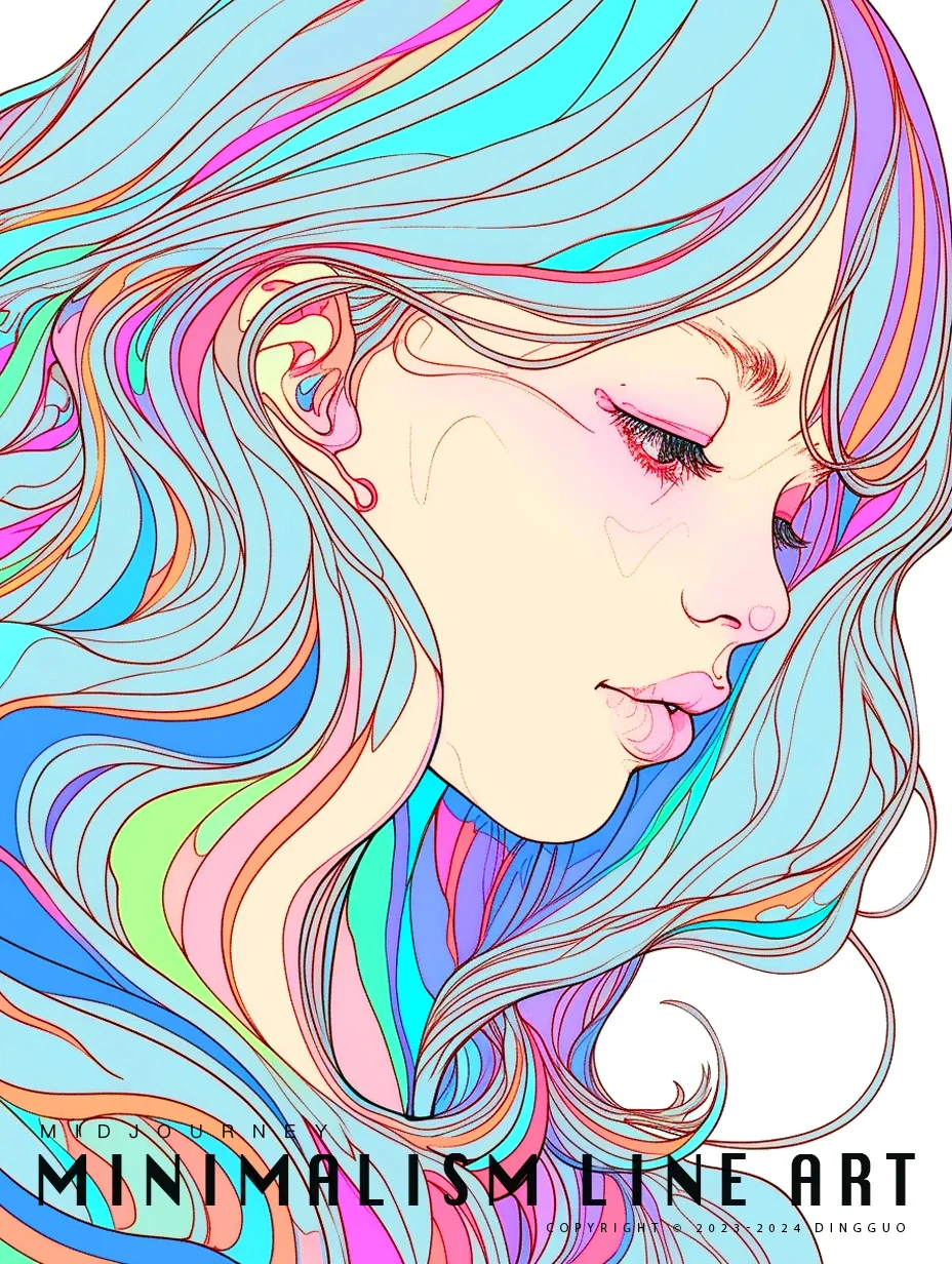 太太太美啦！线性艺术简约女生插画|含关键词