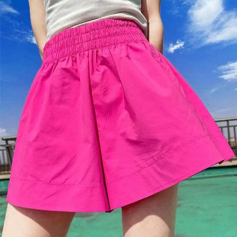 彩色高腰运动休闲短裤女夏季新款宽松显瘦薄