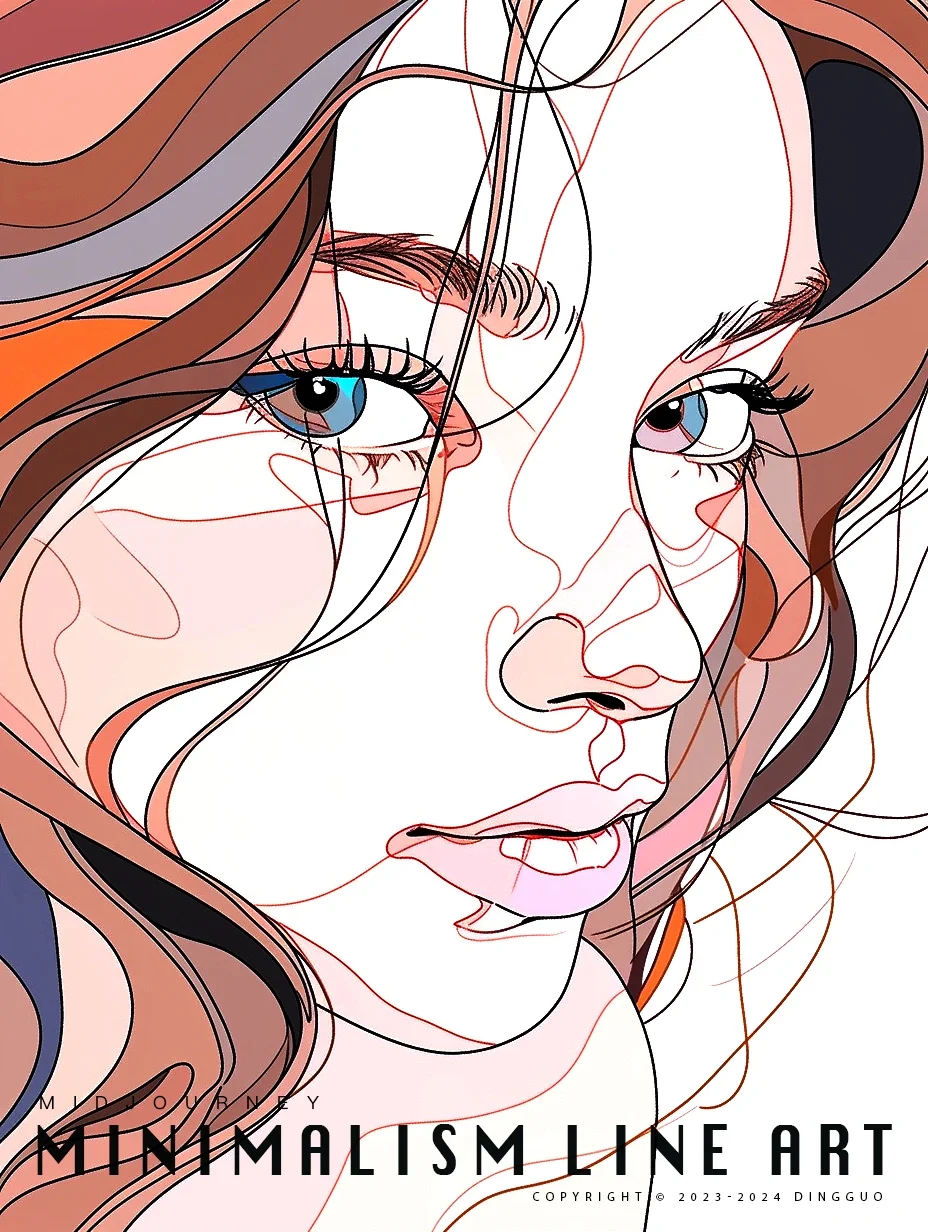 太太太美啦！线性艺术简约女生插画|含关键词