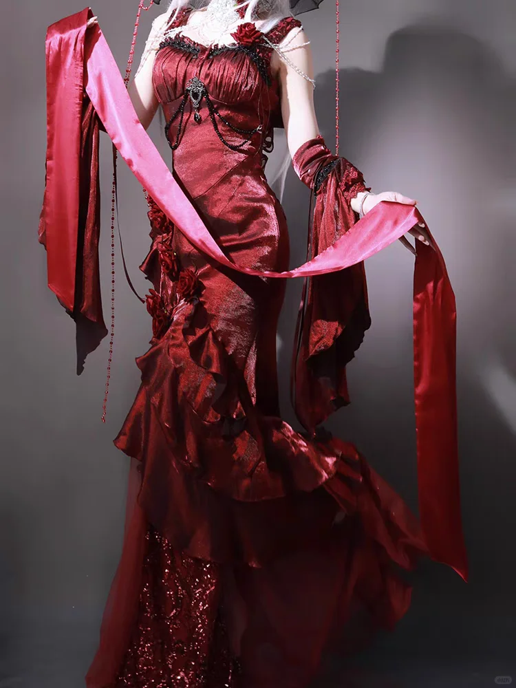 优雅重工lolita玫瑰吊带连衣裙