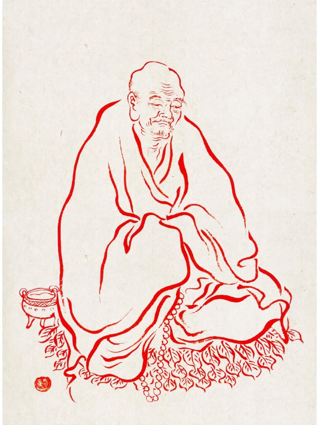 弘一法师108罗汉白描线稿（1-18)