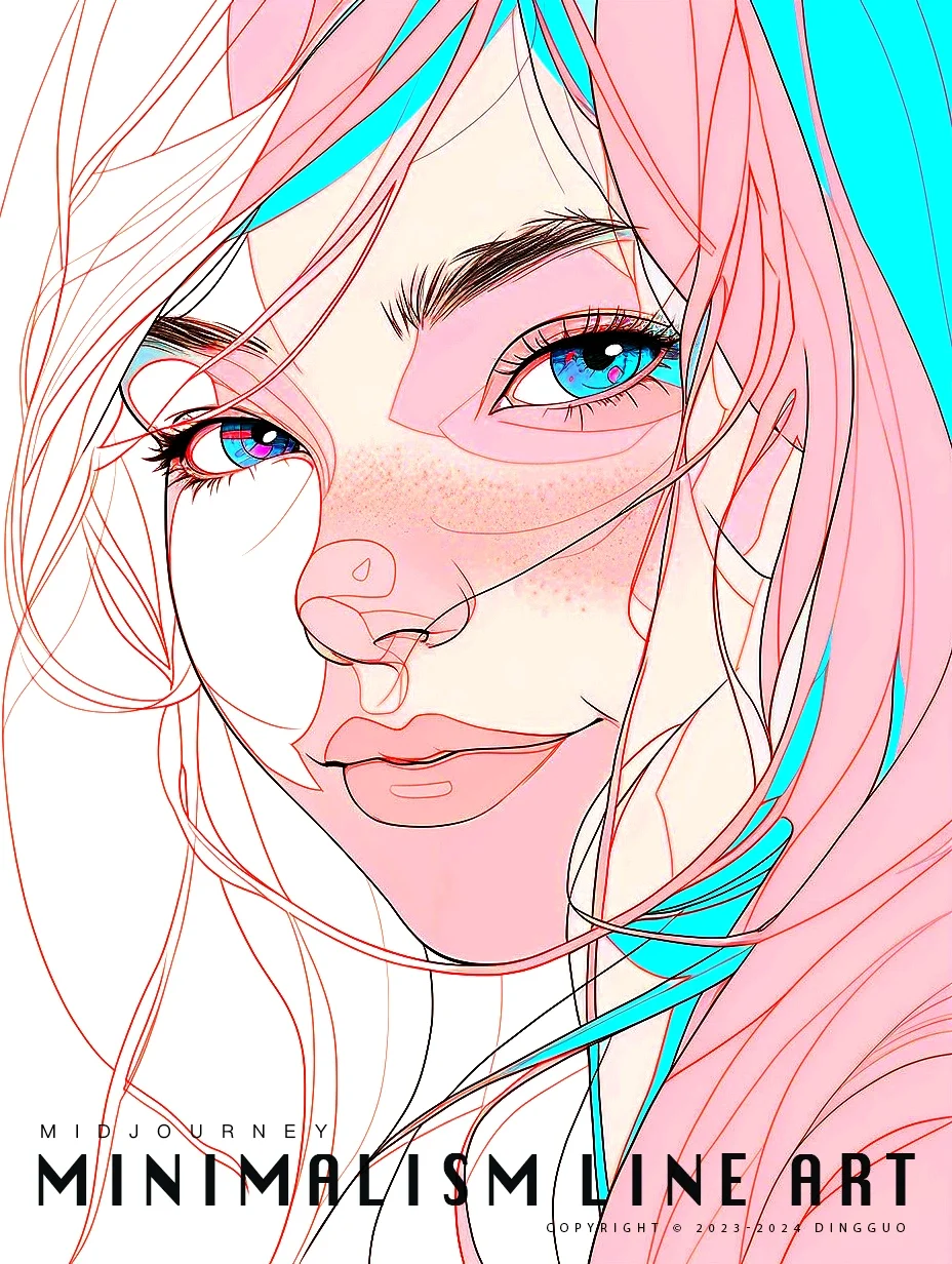 太太太美啦！线性艺术简约女生插画|含关键词