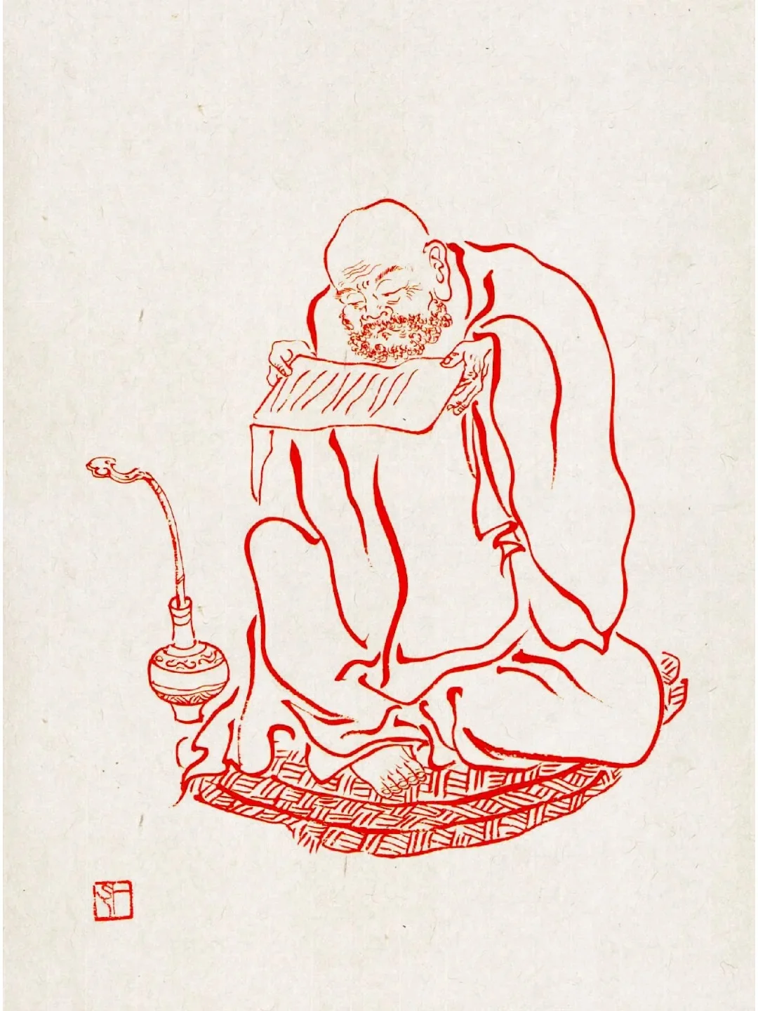 弘一法师108罗汉白描线稿（1-18)