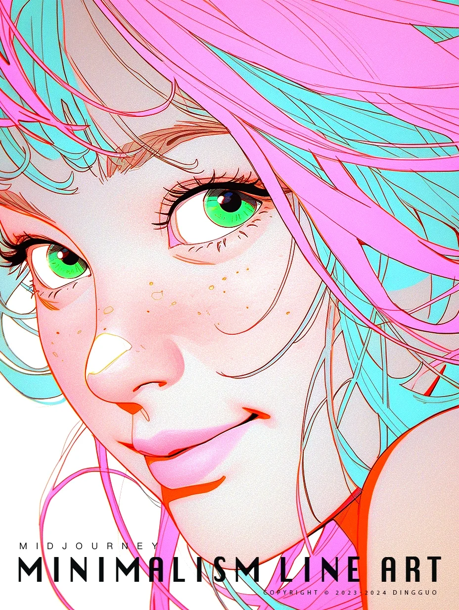 太太太美啦！线性艺术简约女生插画|含关键词