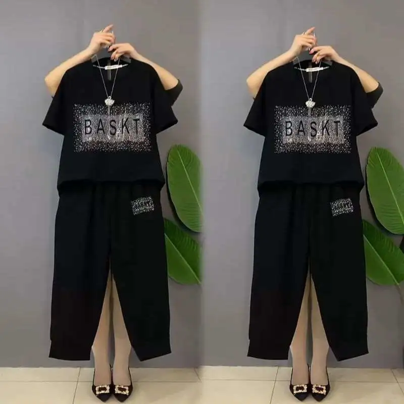 300斤大码女装宽松短袖套装休闲女202