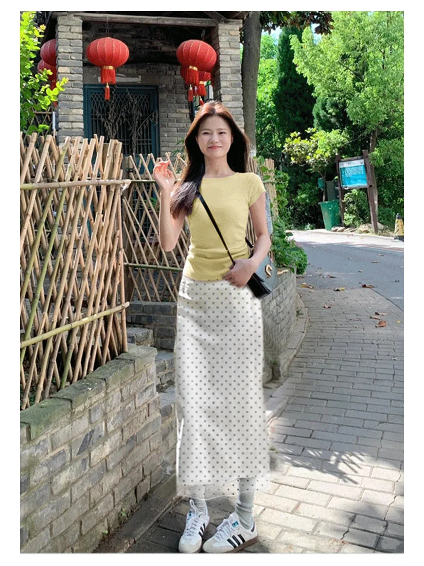 白色波点半身裙长款裙子女2025新款夏季