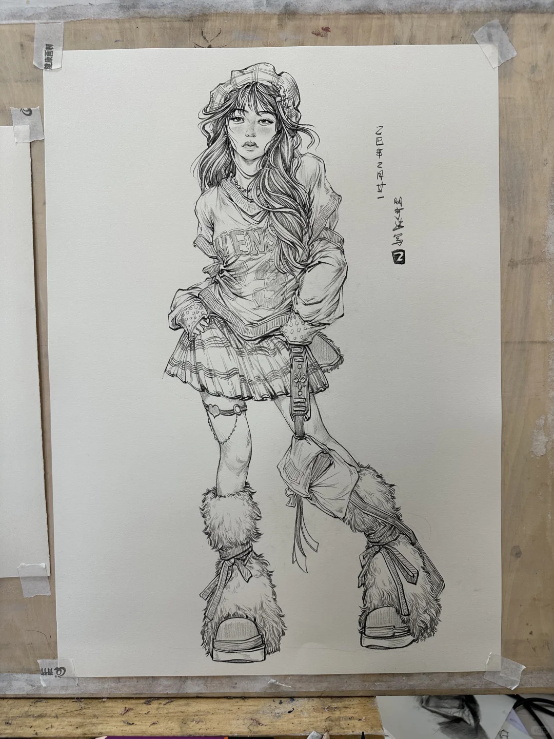 线性速写美女
