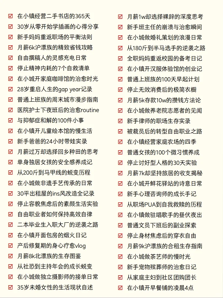 谁拍谁火的120个选题拿去慢慢拍吧