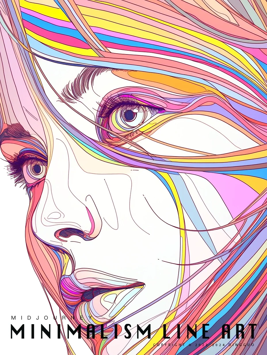太太太美啦！线性艺术简约女生插画|含关键词