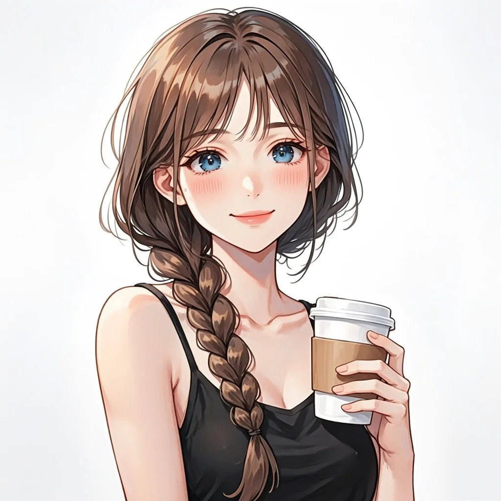侧麻花辫美女头像