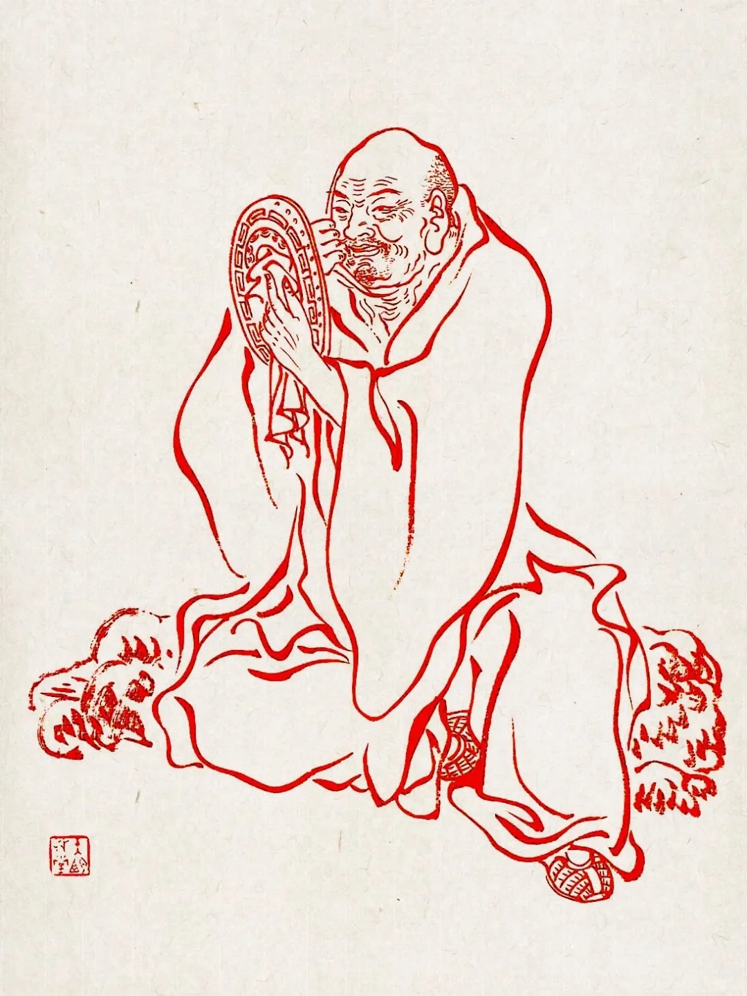弘一法师108罗汉白描线稿（1-18)