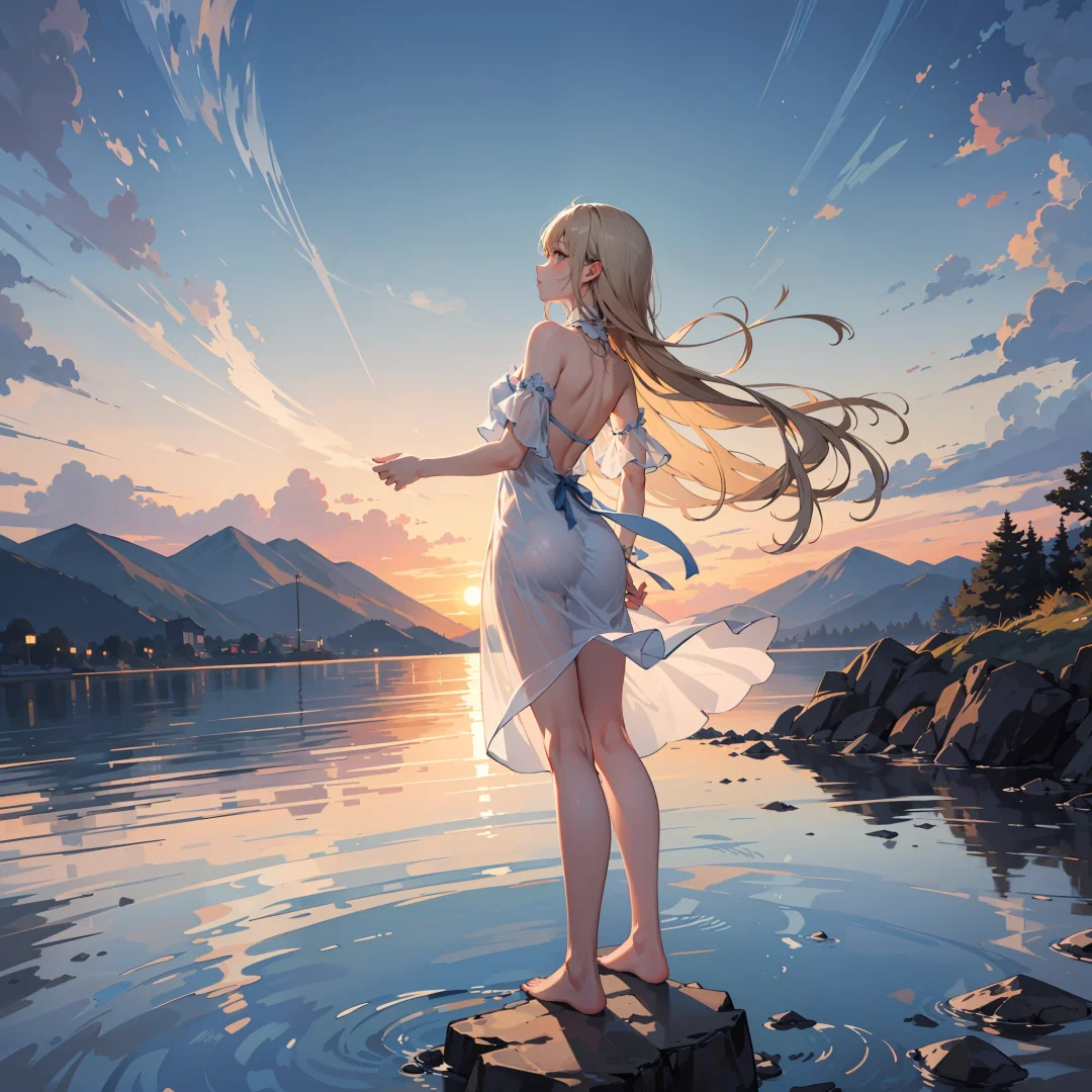 岸边黄昏