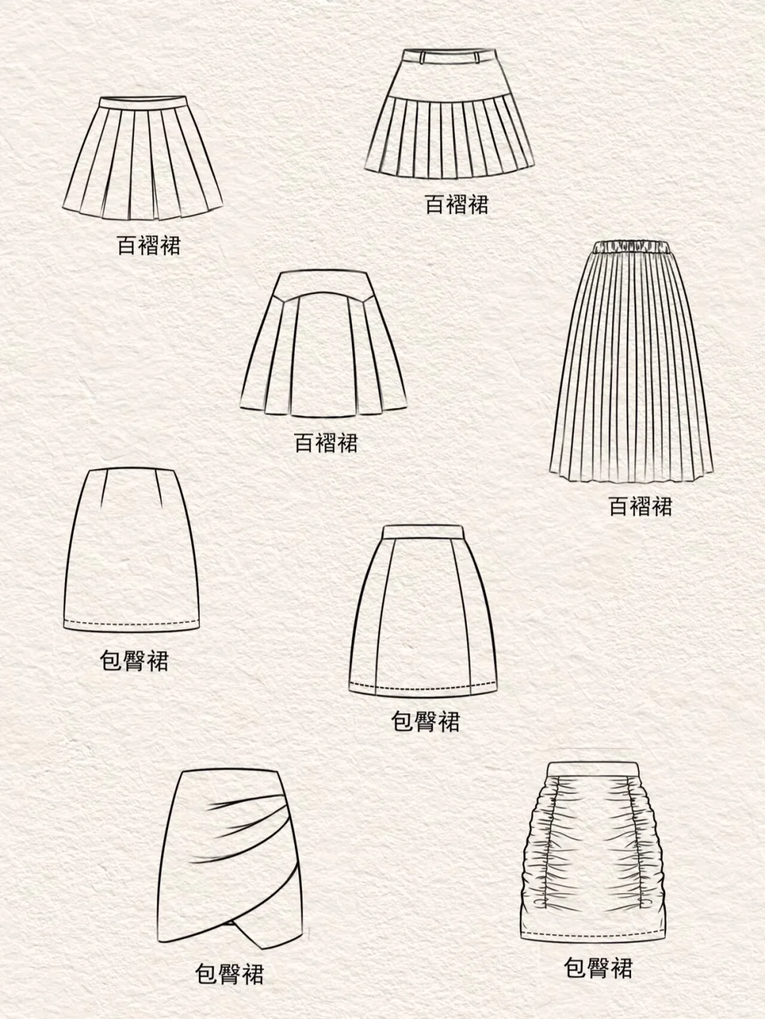【绘画素材】服装设计常用半身裙参考素材