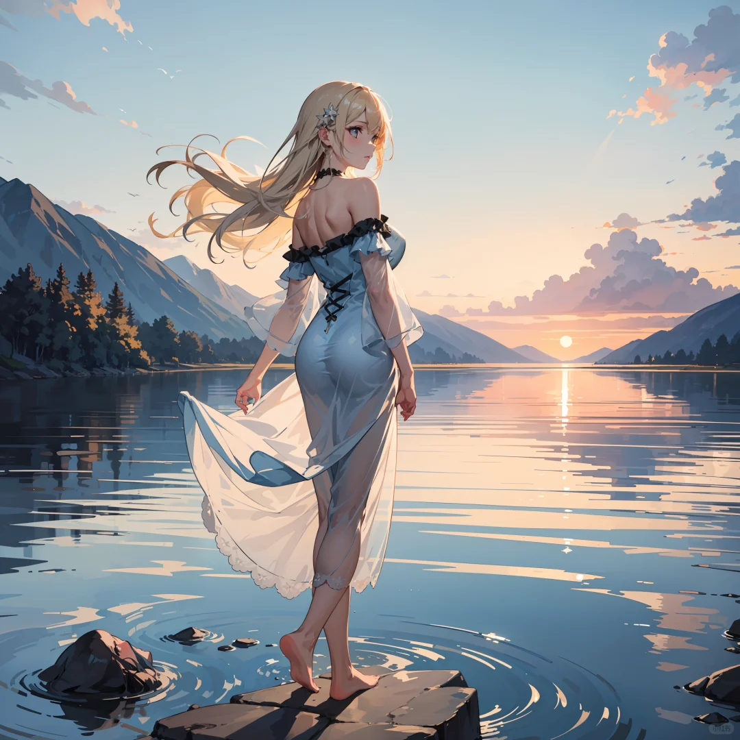 岸边黄昏
