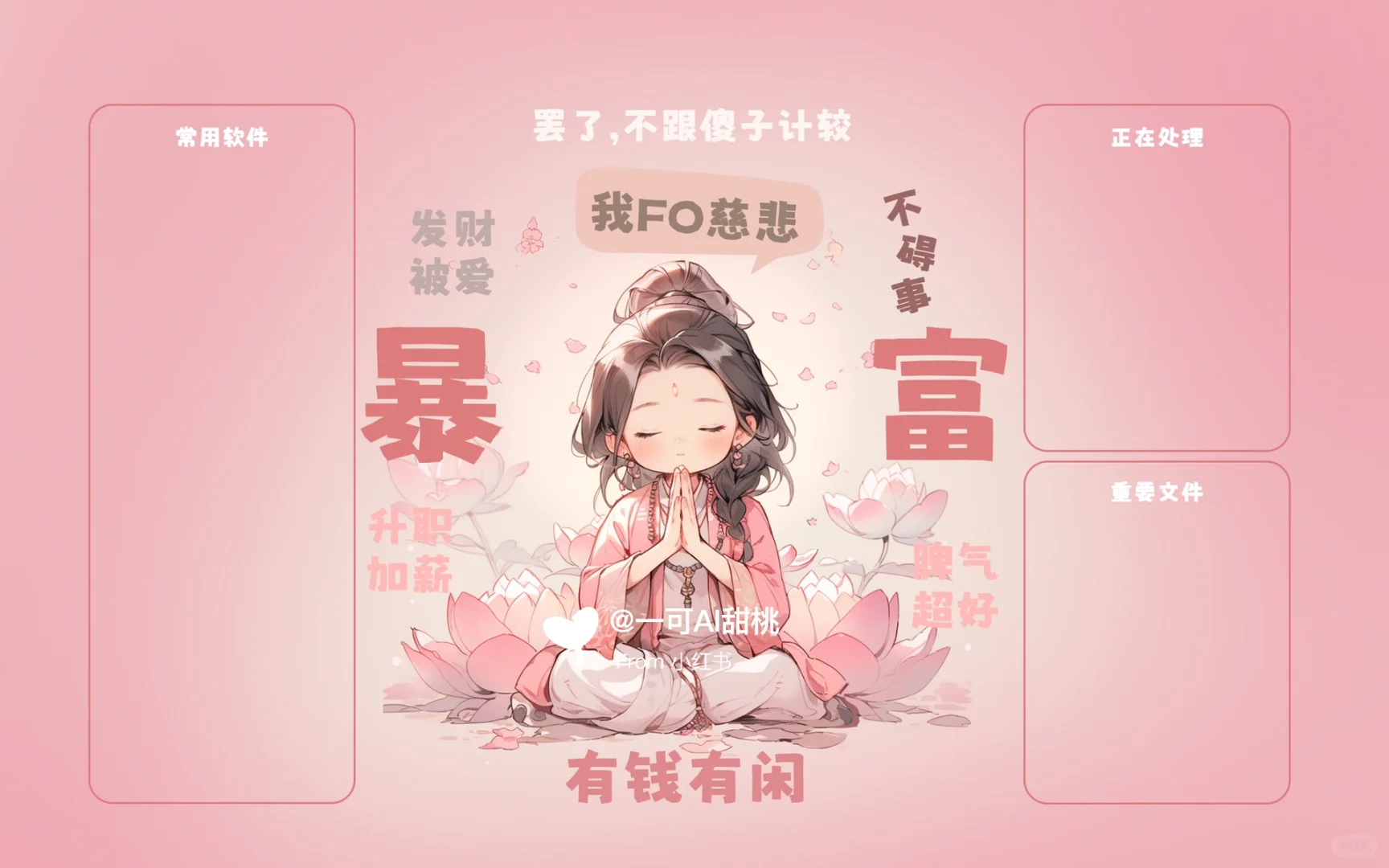 佛系少女搞钱升职加薪分区电脑壁纸
