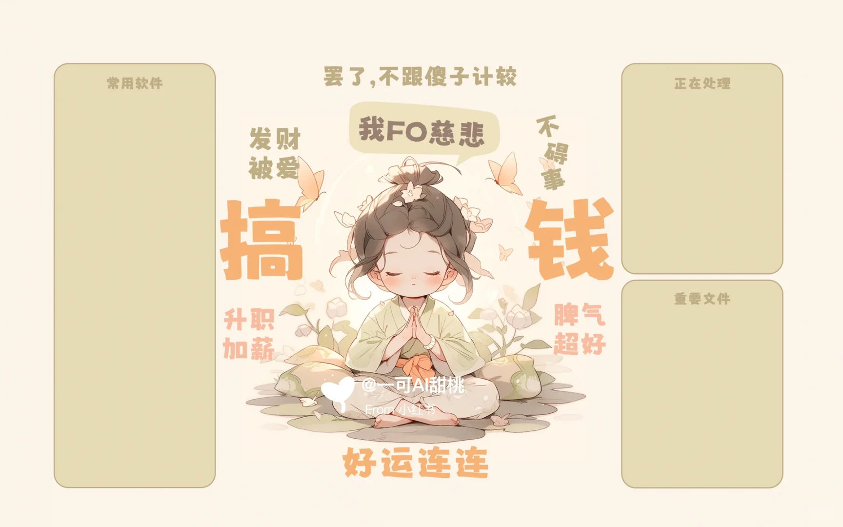 佛系少女搞钱升职加薪分区电脑壁纸