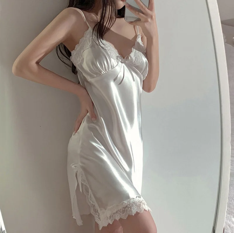 纯欲风小胸冰丝睡裙女2024年夏季新薄款