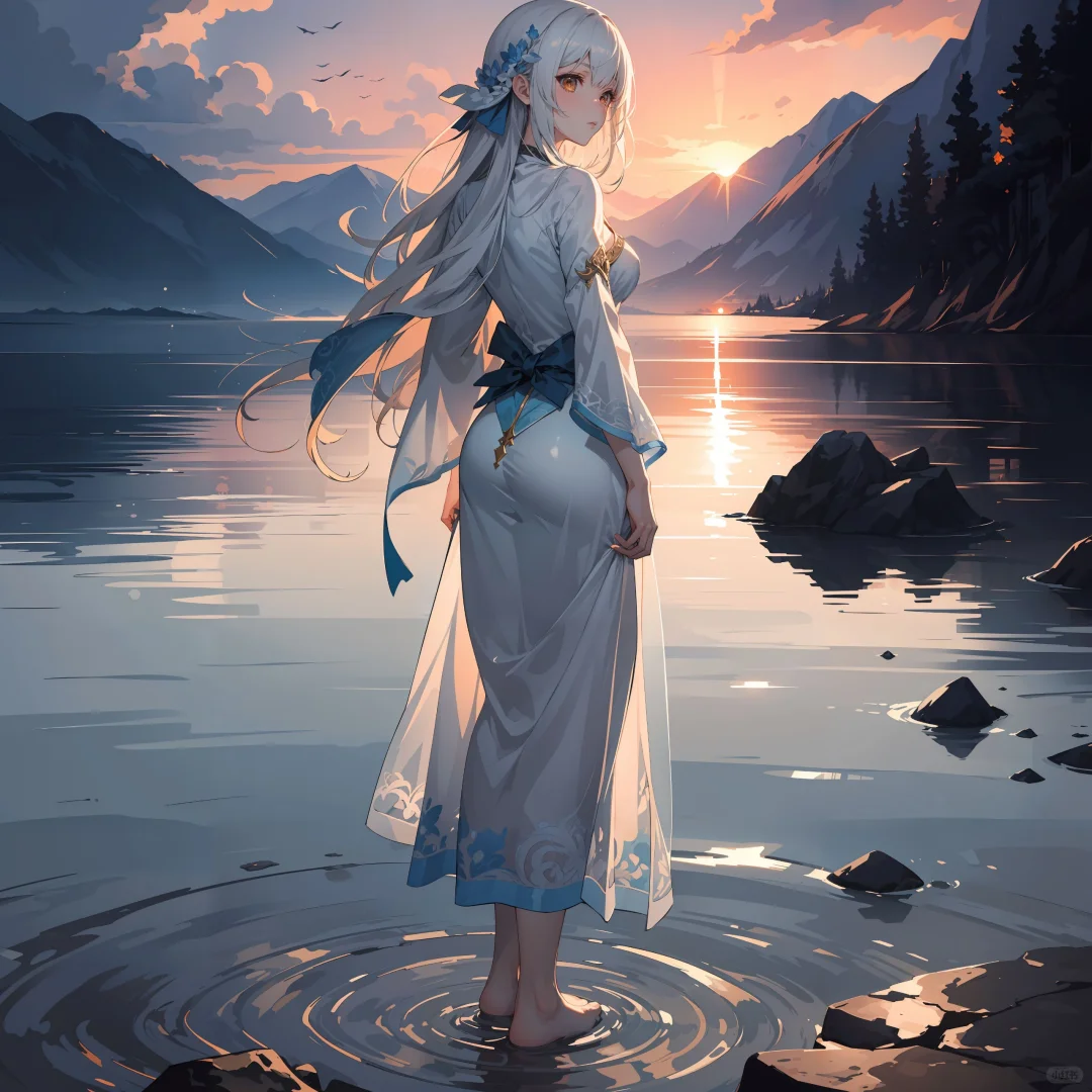 岸边黄昏