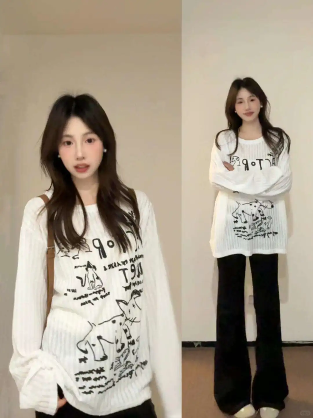 甜美慵懒风oversize罩衫T恤女宽松