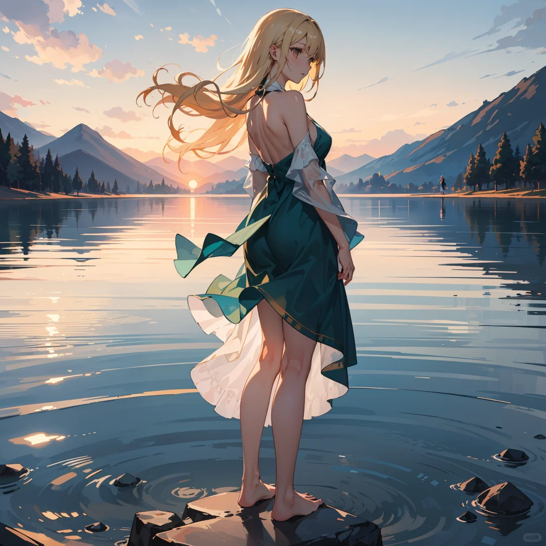 岸边黄昏