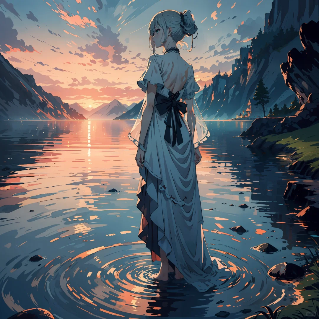 岸边黄昏