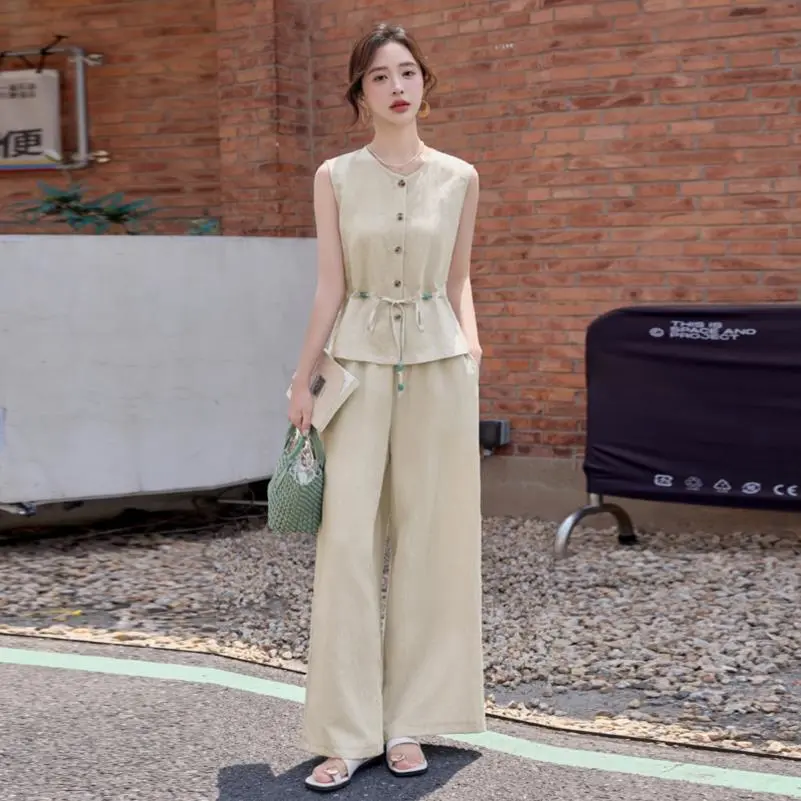 时尚休闲套装女2025夏新款韩系穿搭无袖