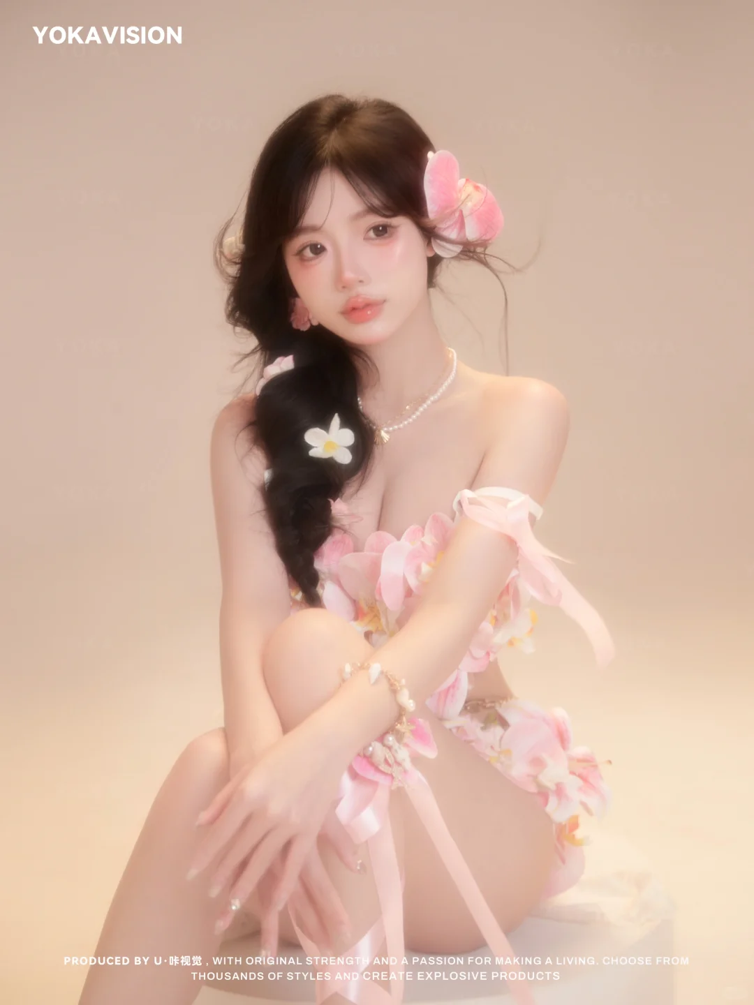 美的像ai一眼心动的蝴蝶兰少女写真