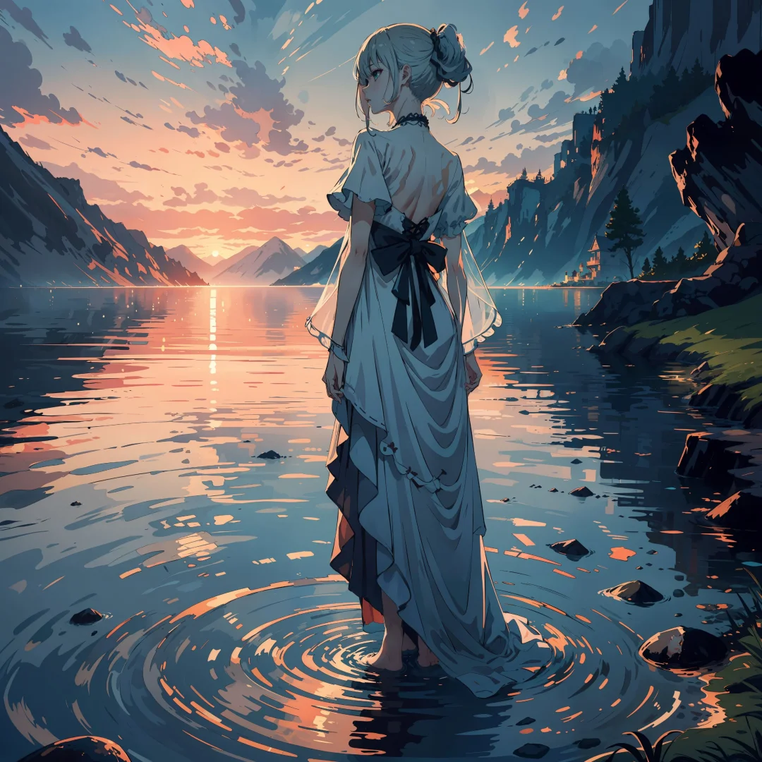 岸边黄昏