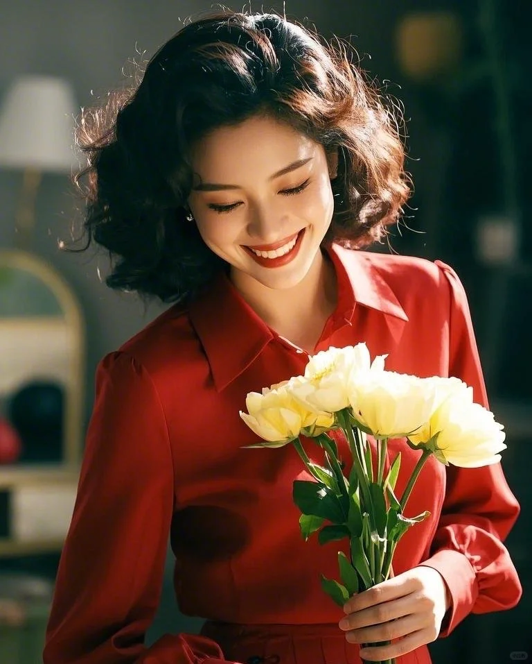 红色氛围感头像，做一个阳光明媚的女孩