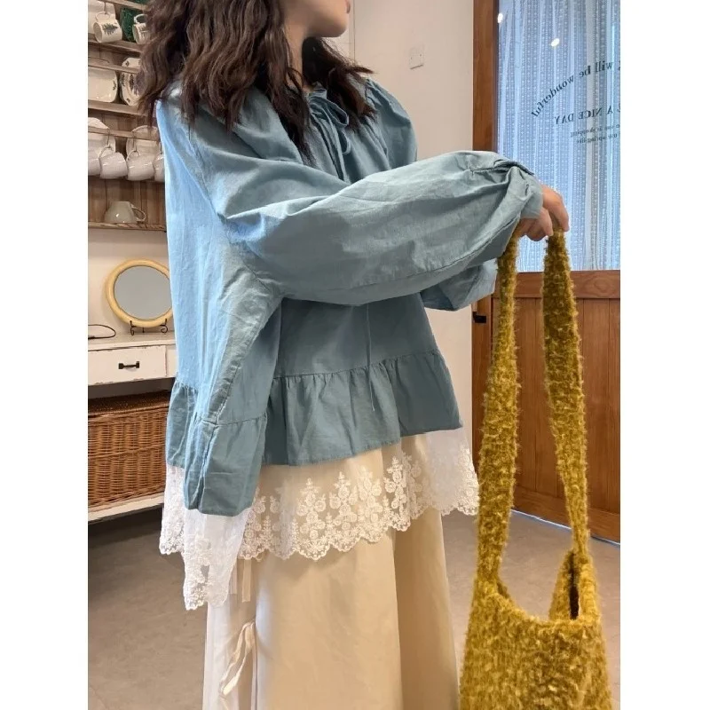 大码盐系穿搭套装女夏季甜美蕾丝衬衫胖MM