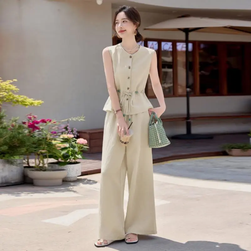 时尚休闲套装女2025夏新款韩系穿搭无袖