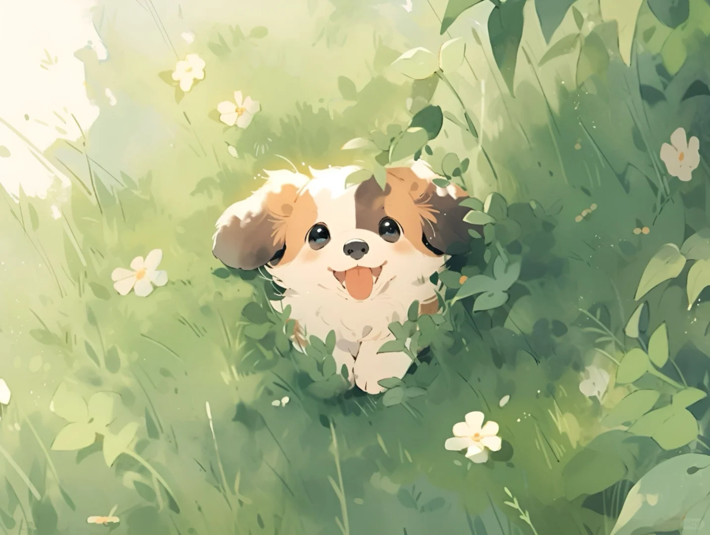 高清壁纸‖小狗花园