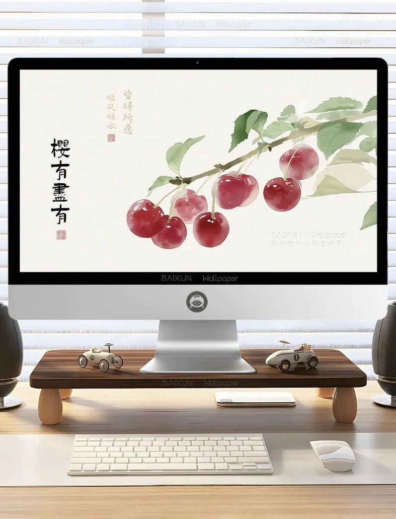 🍒樱有尽有·国风樱桃正念电脑壁纸
