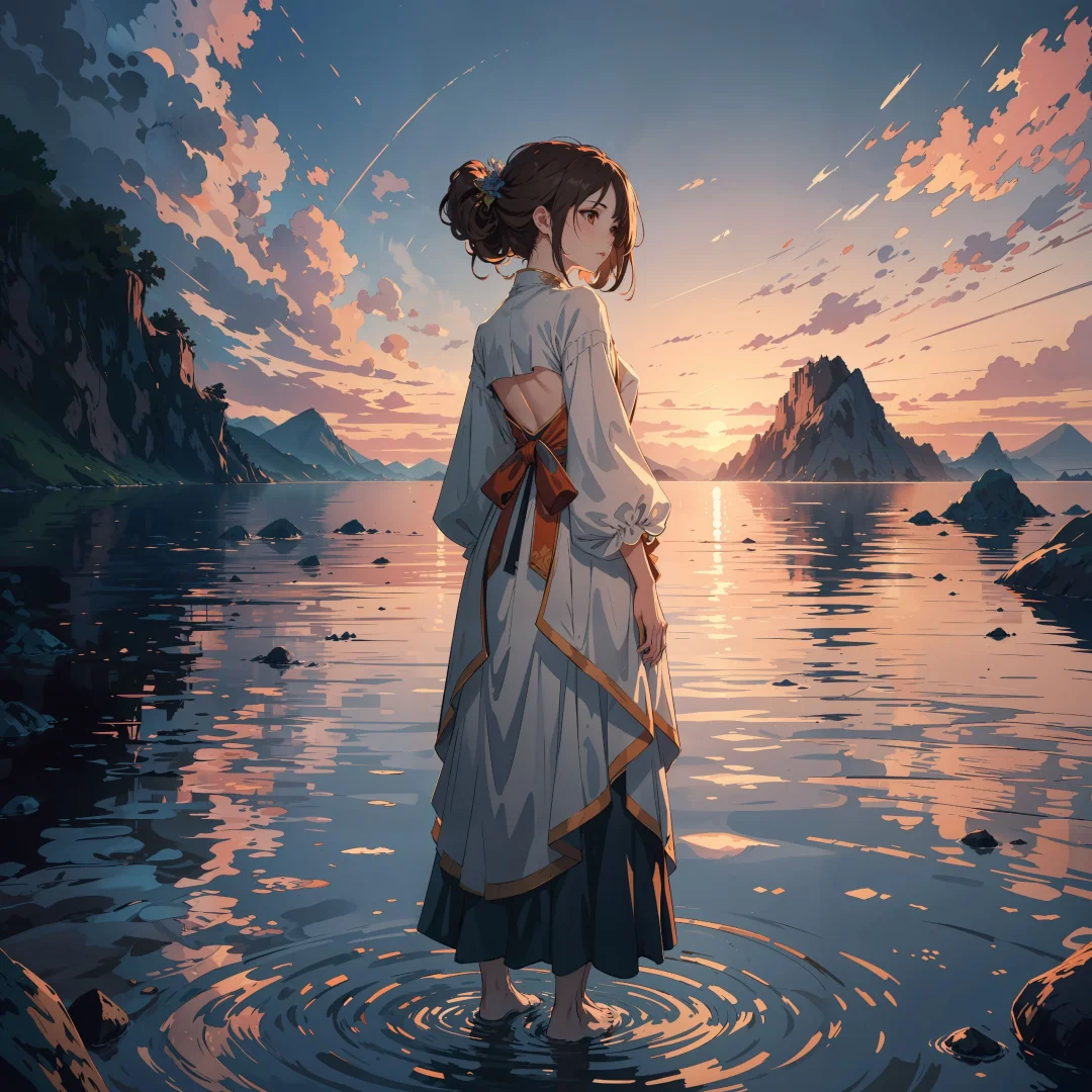 岸边黄昏
