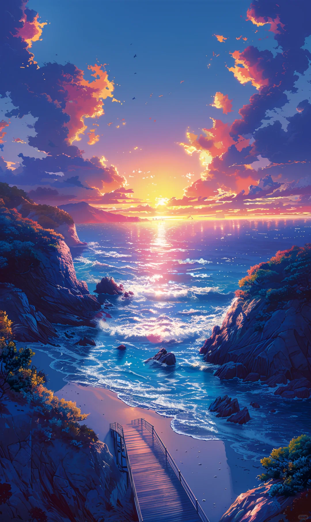 正能量壁纸，心想事成｜夕阳美景日月同辉