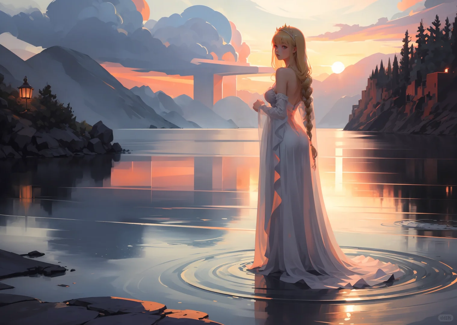 岸边黄昏
