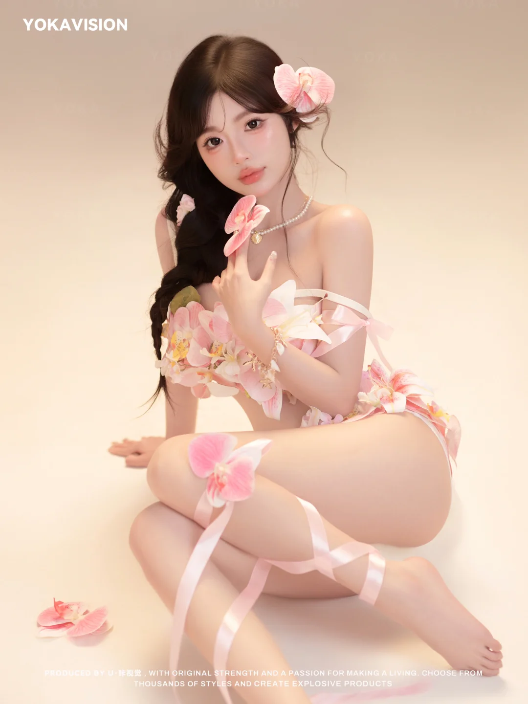 美的像ai一眼心动的蝴蝶兰少女写真
