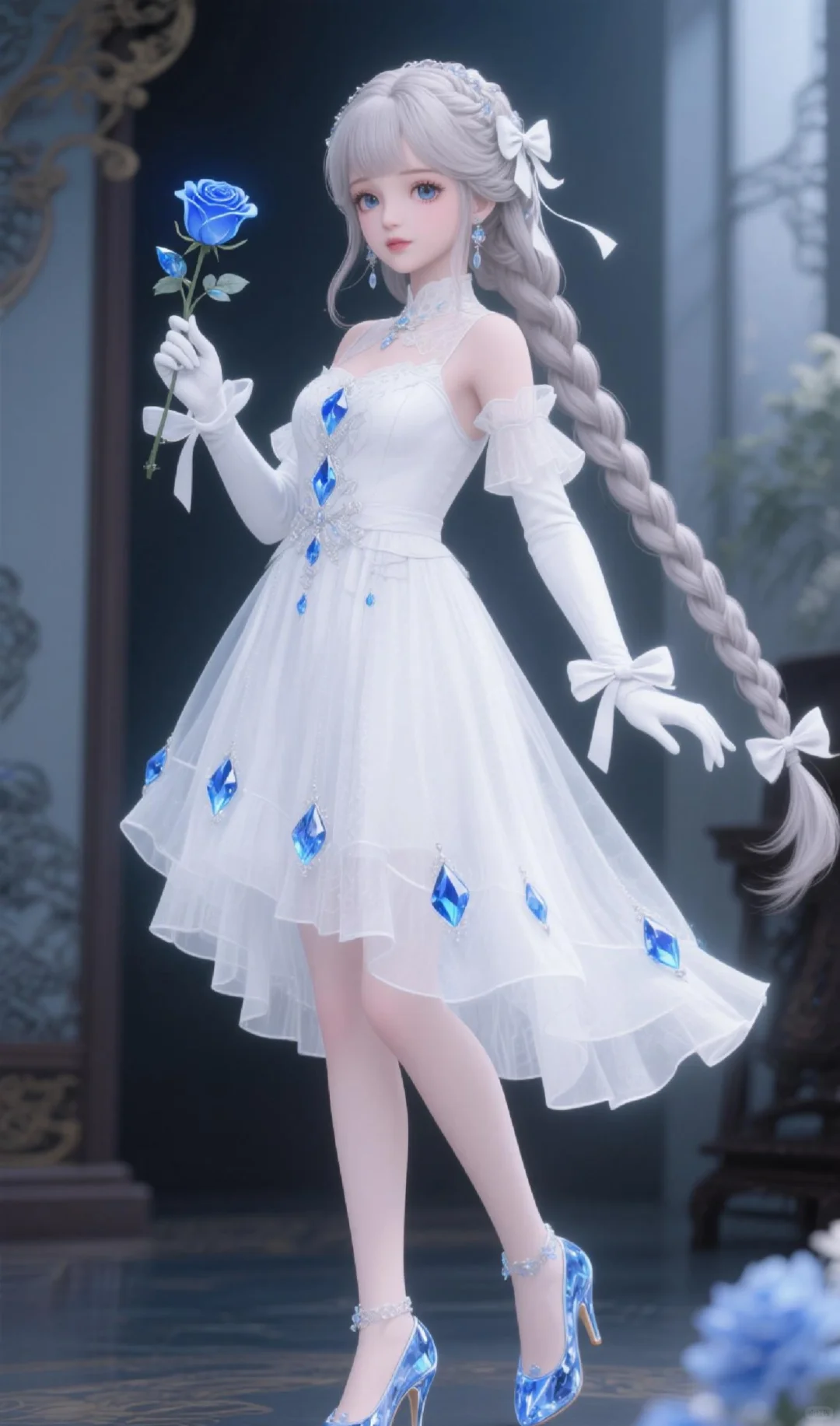 🌸【叶罗丽风国风少女把蓝水晶穿在身上