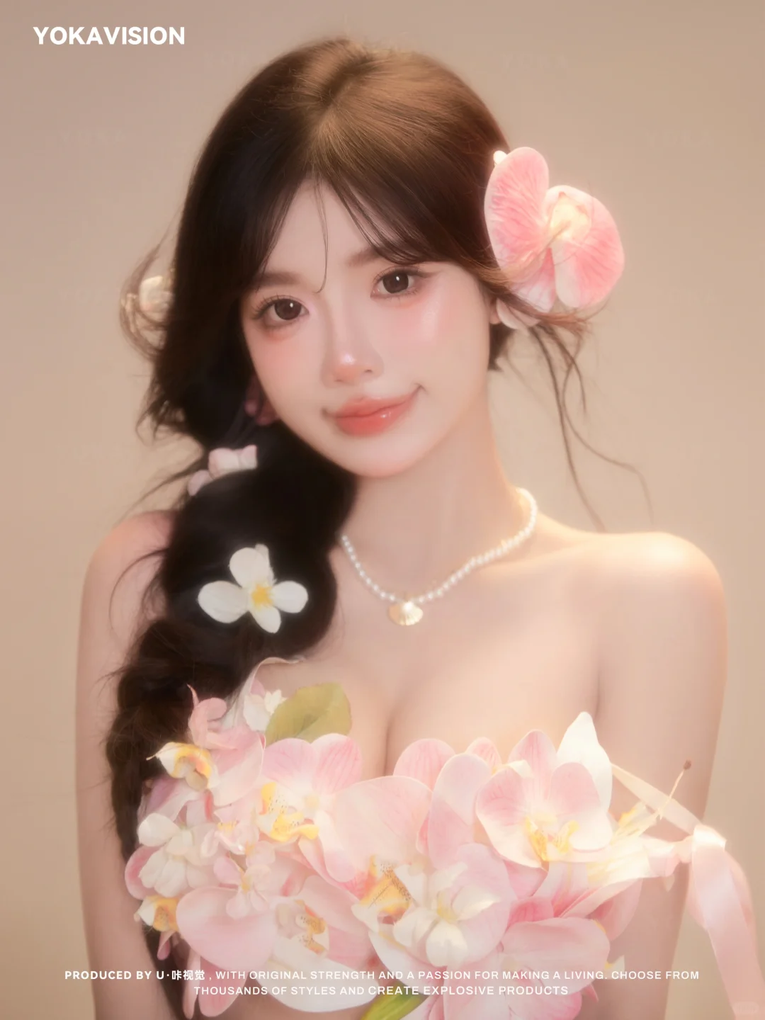美的像ai一眼心动的蝴蝶兰少女写真