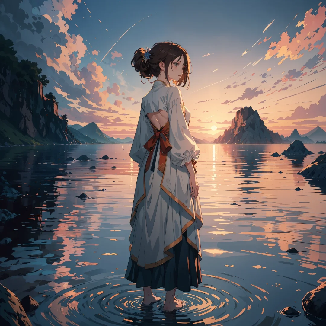 岸边黄昏