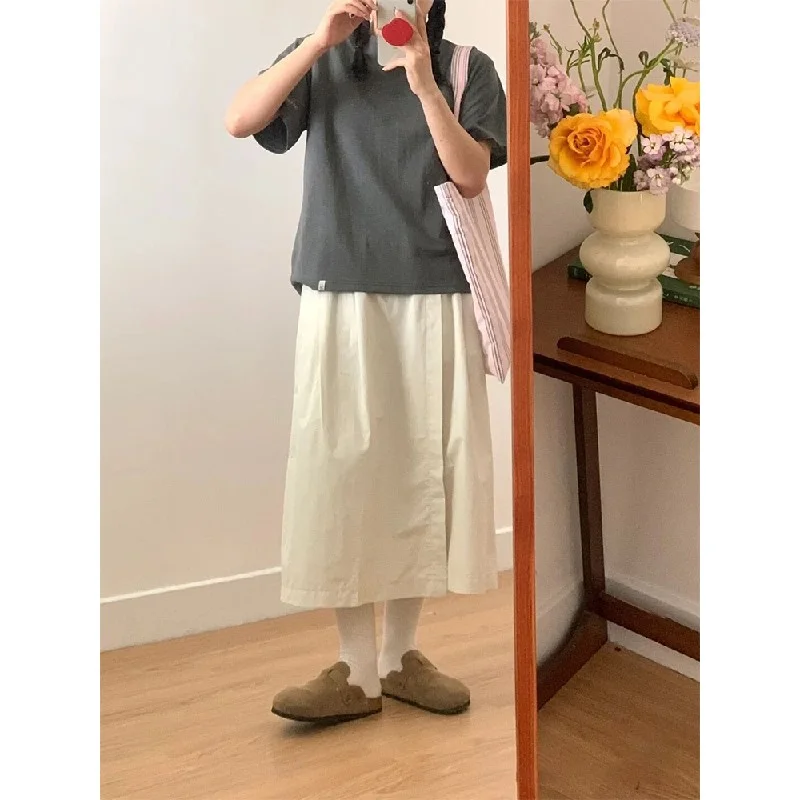 日系复古休闲百搭七分裙裤女夏季设计感小众